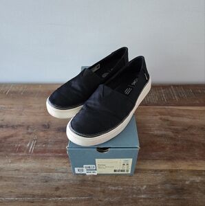 TOMS Parker Black Woven Canvas Slip-Ons
